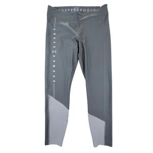 Under Armour Heat Gear Gray Compression Crop Leggings Women Large Workout Tights